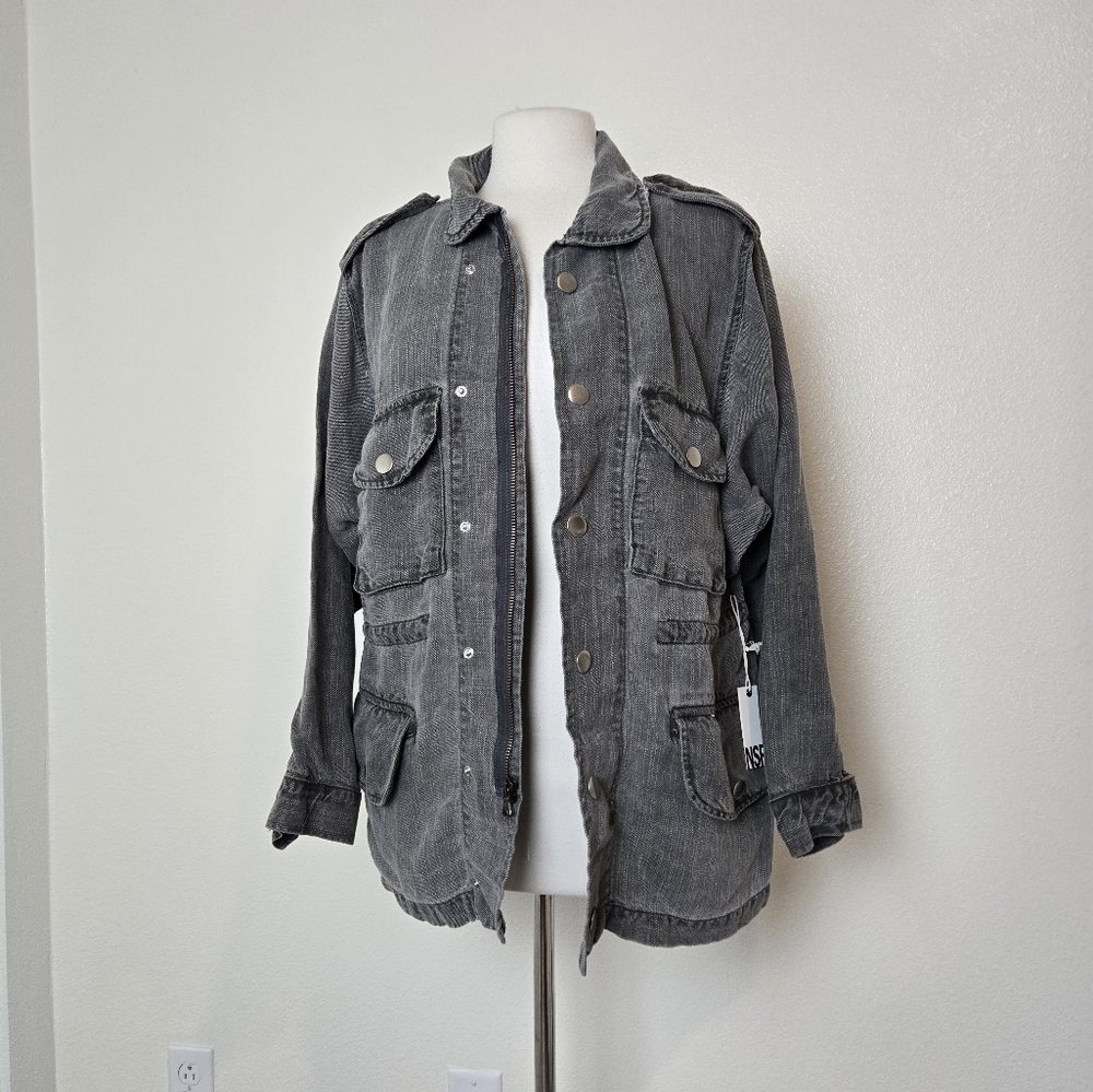 NSF Joli Jacket Size XS Linen Lyocell Blend NWT Utility Grunge Burn Cargo - Picture 7 of 16